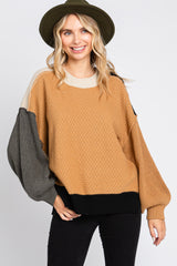 Camel Multicolor Colorblock Maternity Sweater