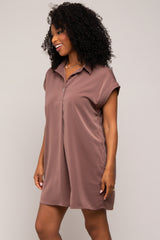 Mocha Collared Button Front Dress