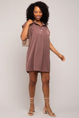 Mocha Collared Button Front Dress