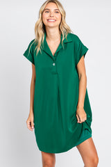 Hunter Green Collared Button Front Maternity Dress