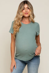 Sage Short Sleeve Maternity Top