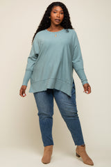 Jade Dolman Sleeve Side Slit Plus Sweater