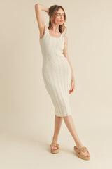 Cream Sleeveless Knit Maternity Midi Dress