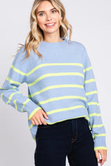 Light Blue Neon Striped Sweater