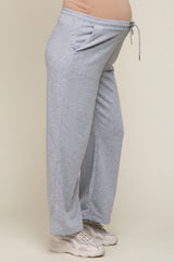 Heather Grey Wide Leg Maternity Lounge Pants