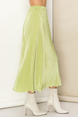 Lime Plisse Midi Skirt