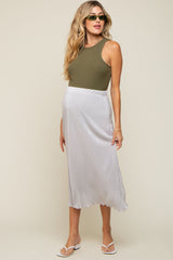 Grey Plisse Maternity Midi Skirt