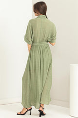 Olive Button Down Maxi Dress