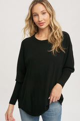 Black Knit Long Dolman Sleeve Maternity Top