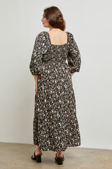 Black Floral Smocked Tiered Plus Maxi Dress