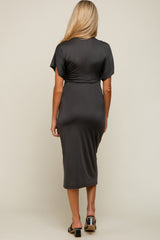 Charcoal Twist Maternity Midi Dress