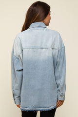 Blue Round Raw Edge Hem Denim Maternity Jacket