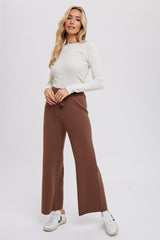 Brown Sweater Knit Drawstring Maternity Pants