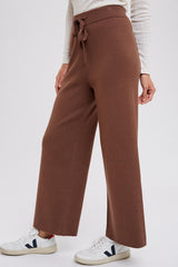 Brown Sweater Knit Drawstring Pants