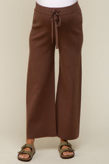 Brown Sweater Knit Drawstring Maternity Pants