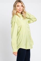 Lime Satin Checkered Print Blouse