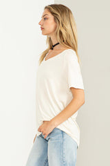 Cream Basic Soft Knit T-Shirt