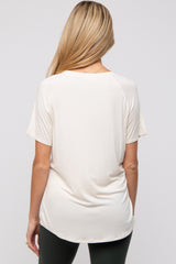 Cream Basic Soft Knit Maternity T-Shirt