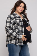 Black Plaid Button Down Plus Maternity Flannel