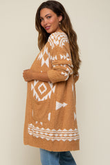 Gold Print Fuzzy Maternity Cardigan