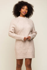 Beige Knit Long Sleeve Maternity Sweater Dress