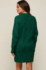 Hunter Green Knit Long Sleeve Maternity Sweater Dress