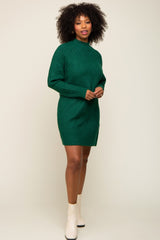 Hunter Green Knit Long Sleeve Sweater Dress