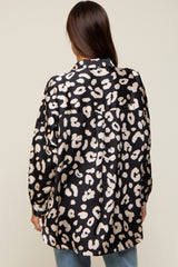 Black Animal Print Long Sleeve Maternity Blouse