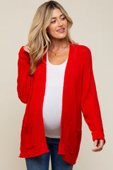 Red Cuff Sleeve Maternity Cardigan