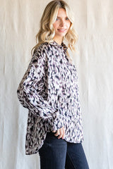 Black Abstract Animal Print Blouse