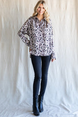 Black Abstract Animal Print Blouse