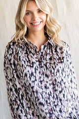 Black Abstract Animal Print Blouse