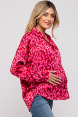 Red Abstract Animal Print Maternity Blouse