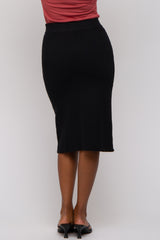 Black Knit Fitted Skirt