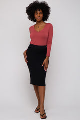 Black Knit Fitted Skirt