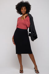 Black Knit Fitted Skirt