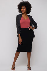 Black Knit Fitted Maternity Skirt