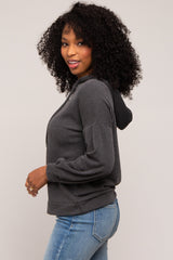 Charcoal Ribbed Hooded Top