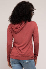 Burgundy Soft Knit Pullover Hoodie