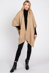 Beige Draped Cable Knit Dolman Sleeve Cardigan