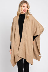 Beige Draped Cable Knit Dolman Sleeve Cardigan