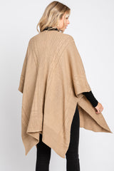 Beige Draped Cable Knit Dolman Sleeve Cardigan