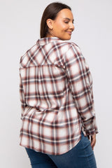 Rust Plaid Button Down Plus Top