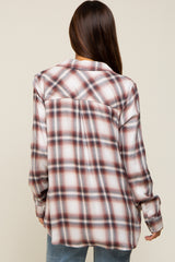 Rust Plaid Button Down Maternity Top