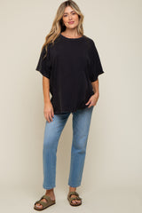 Black Faded Oversized Maternity T-Shirt