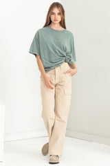 Sage Faded Oversized Maternity T-Shirt