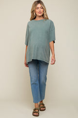 Sage Faded Oversized Maternity T-Shirt