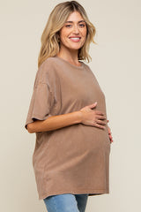 Mocha Faded Oversized Maternity T-Shirt