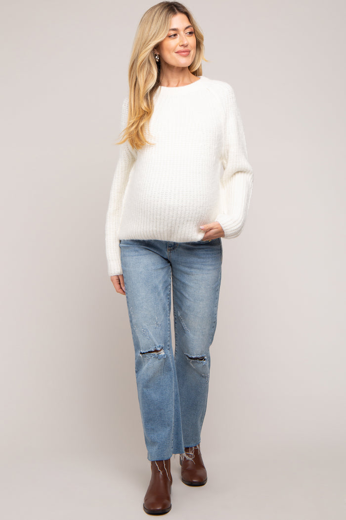 Ivory Basic Chunky Knit Maternity Sweater