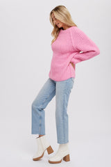 Pink Basic Chunky Knit Sweater